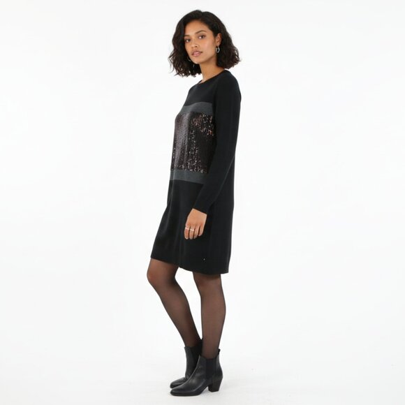 *Michael Kors Black & Grey Sequin Long Sleeve Mini Dress - Picture 1 of 6